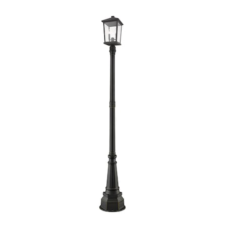 Z-Lite Beacon 3 Light Outdoor Post Mounted Fixture, Oil Rubbed Bronze & Clear Beveled 568PHXLR-564P-ORB